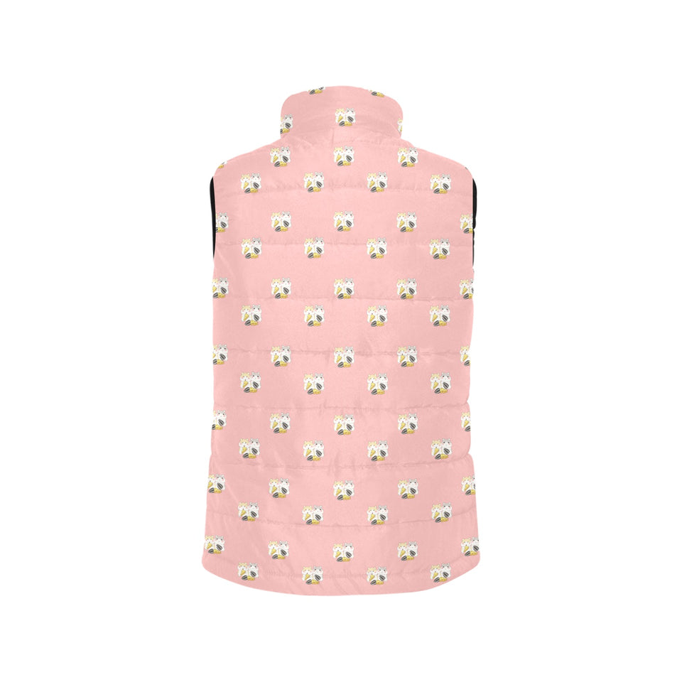 Cute hamster cheese pattern pink background Women's Padded Vest