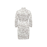 cacao beans leaves pattern Men's Long Sleeve Belted Night Robe