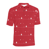 Christmas tree star snow red background Men's All Over Print Polo Shirt