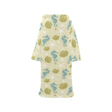 Seahorse shell starfish pattern background Blanket Robe with Sleeves