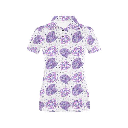 Hedgehog Pattern Print Design 05 Women's All Over Print Polo Shirt