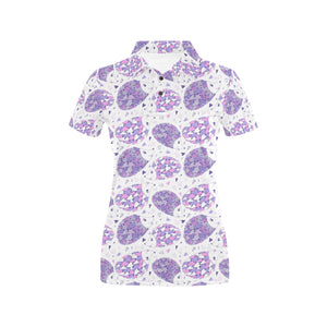 Hedgehog Pattern Print Design 05 Women's All Over Print Polo Shirt