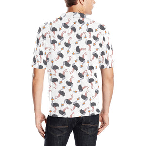 Ostrich Pattern Print Design 02 Men's All Over Print Polo Shirt