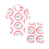 Hand drawn dragon fruit Men's V-Neck Short Pajama Set