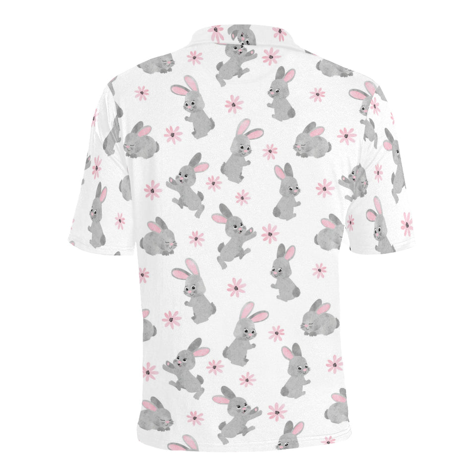 Watercolor cute rabbit pattern Men's All Over Print Polo Shirt