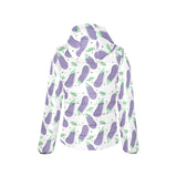 Eggplant Pattern Print Design 05 Women's Padded Hooded Jacket