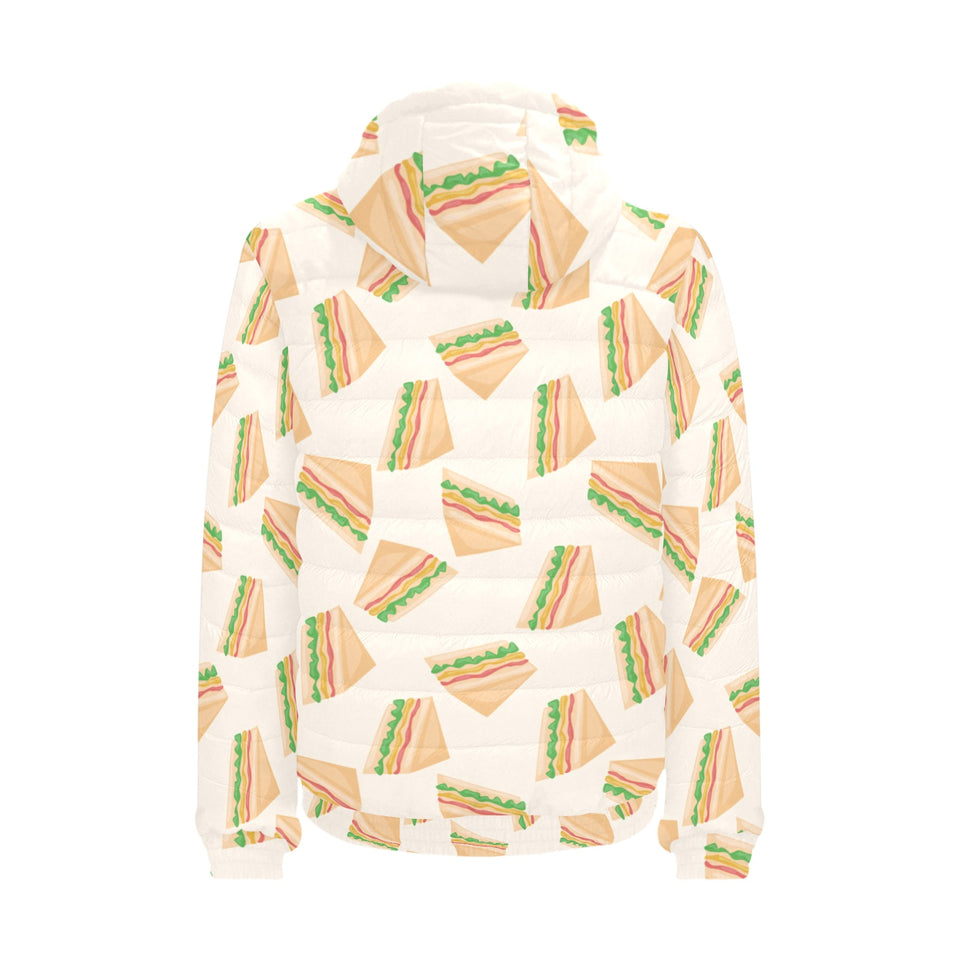 Sandwich Pattern Print Design 01 Men's Padded Hooded Jacket