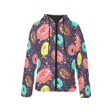 Colorful donut glaze pattern Women's Padded Hooded Jacket