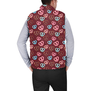 Pretzels Pattern Print Design 05 Men's Padded Vest