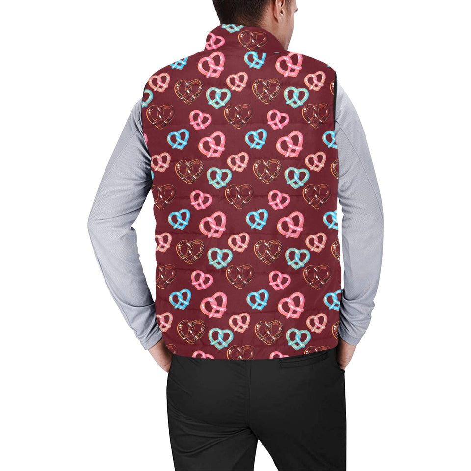 Pretzels Pattern Print Design 05 Men's Padded Vest