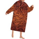 cacao beans tribal polynesian pattern Blanket Robe with Sleeves