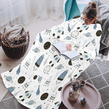 Hand drawn space elements space rocket star planet Blanket Robe with Sleeves