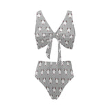 Bull Terrier Pattern Print Design 05 Chest Bowknot High Waisted Bikini Swimsuit