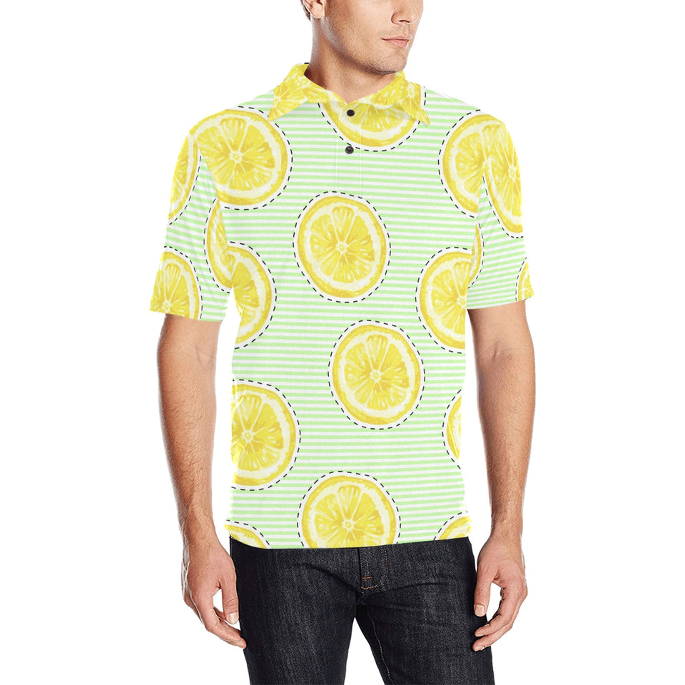 slice of lemon pattern Men's All Over Print Polo Shirt