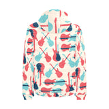 Red Blue guitar pattern Men's Padded Hooded Jacket