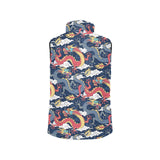Blue red dragon cloud pattern Women's Padded Vest
