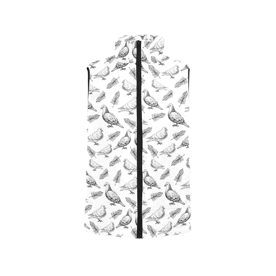Pigeon Pattern Print Design 05 Women's Padded Vest