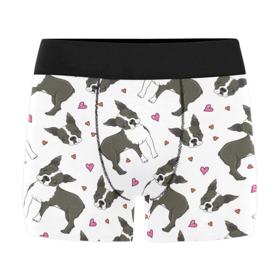 Boston terrier dog hearts vector pattern Men's All Over Print Boxer Briefs Men's Underwear