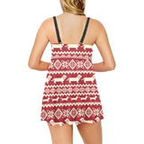Dachshund Nordic pattern Chest Sexy Pleated Two Piece Swim Dress