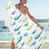 watercolor crocodile pattern Beach Towel
