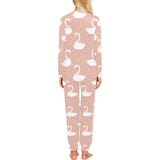 Swan flower light pink background Women's All Over Print Pajama Set