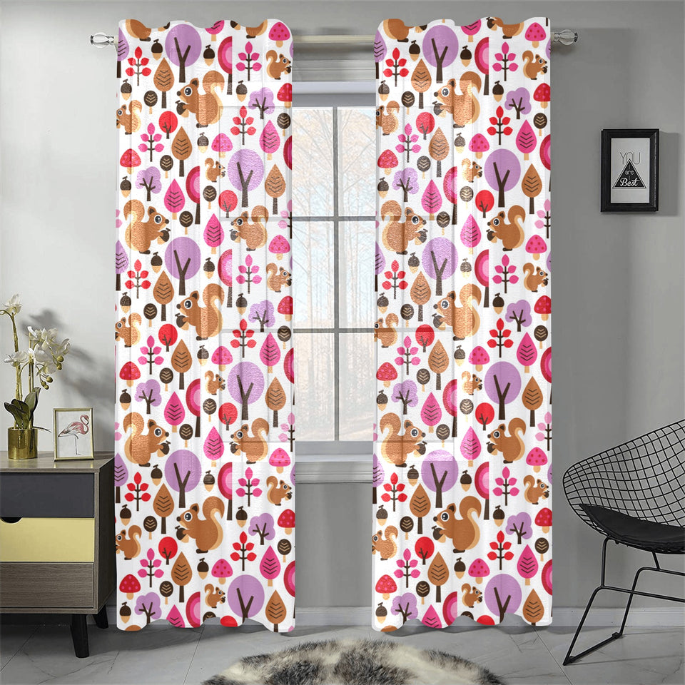 Squirrel Pattern Print Design 02 Gauze Curtain