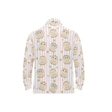 cute owl leaf Men's Long Sleeve Polo Shirt