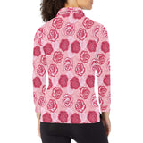 Rose Pattern Print Design 02 Women's Long Sleeve Polo Shirt
