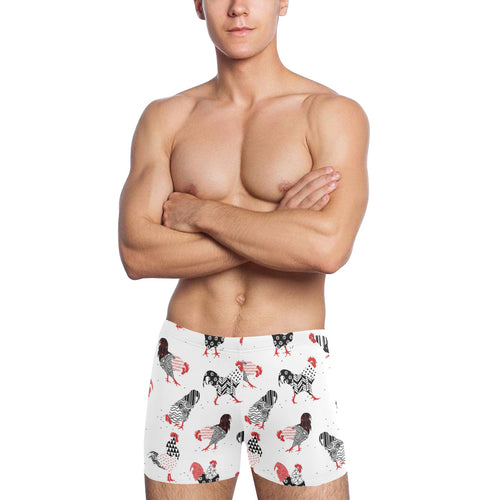 Cool rooster chicken cock floral ornament backgrou Men's Swimming Trunks