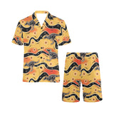 Kangaroo Australian aboriginal art pattern Men's V-Neck Short Pajama Set