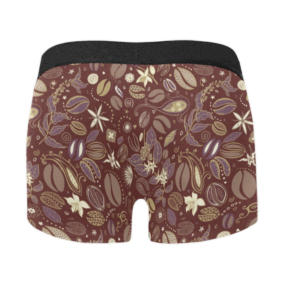 Coffee bean flower pattern Men's All Over Print Boxer Briefs Men's Underwear