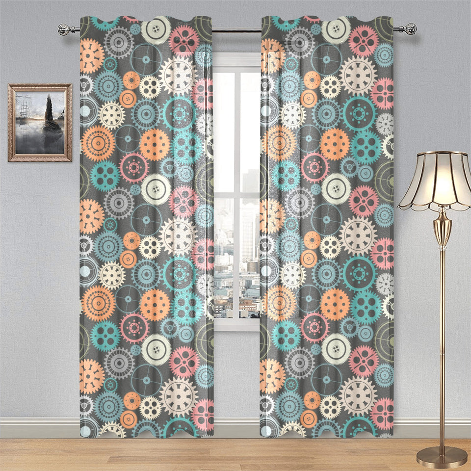 Gear Pattern Print Design 05 Gauze Curtain