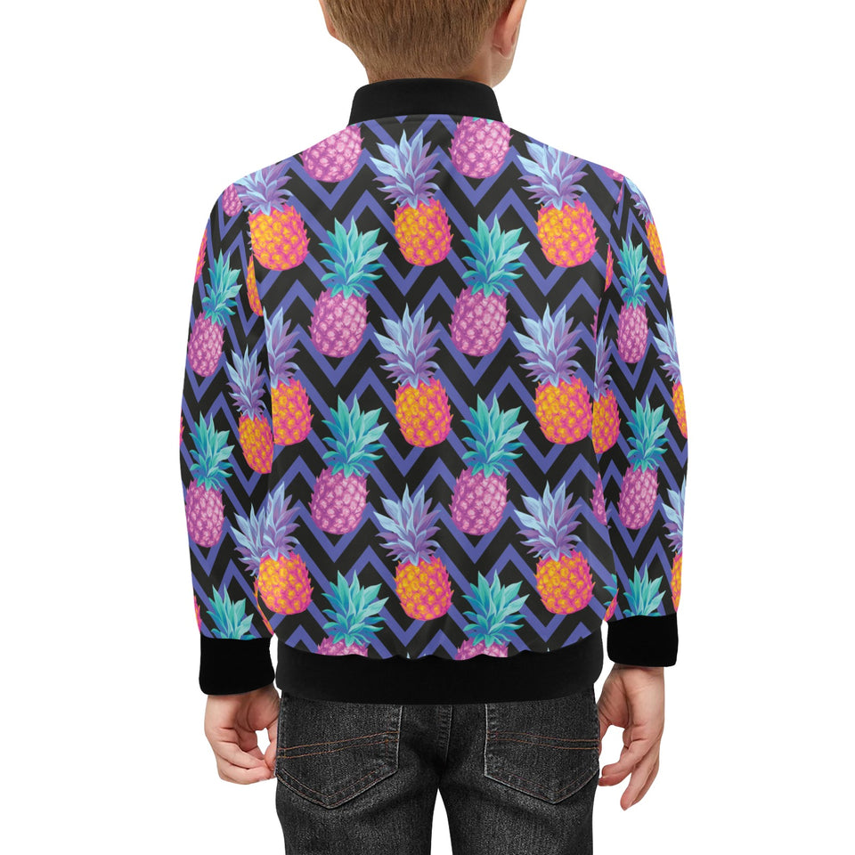 Pineapples pattern zigzag background Kids' Boys' Girls' Bomber Jacket