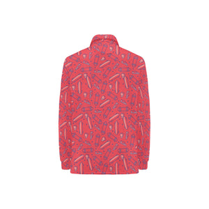 Skate Board Pattern Print Design 01 Women's Long Sleeve Polo Shirt