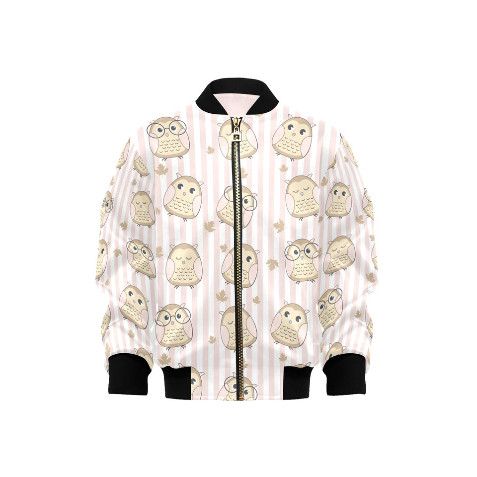 cute owl leaf Kids' Boys' Girls' Bomber Jacket