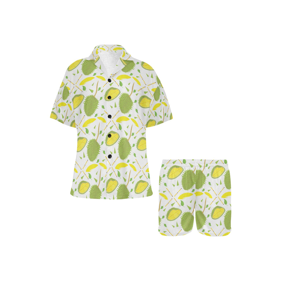 Durian pattern background Women's V-Neck Short Pajama Set