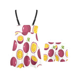 Passion fruit design pattern Chest Sexy Pleated Two Piece Swim Dress
