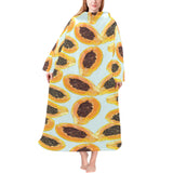 Watercolor papaya pattern Blanket Robe with Sleeves