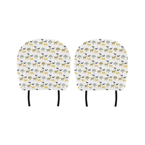 Silhouettes of goat and tree pattern Car Headrest Cover