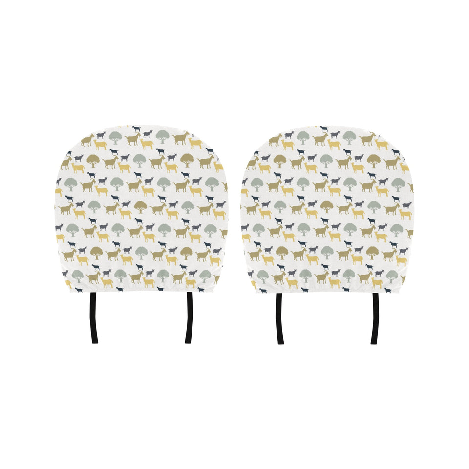 Silhouettes of goat and tree pattern Car Headrest Cover