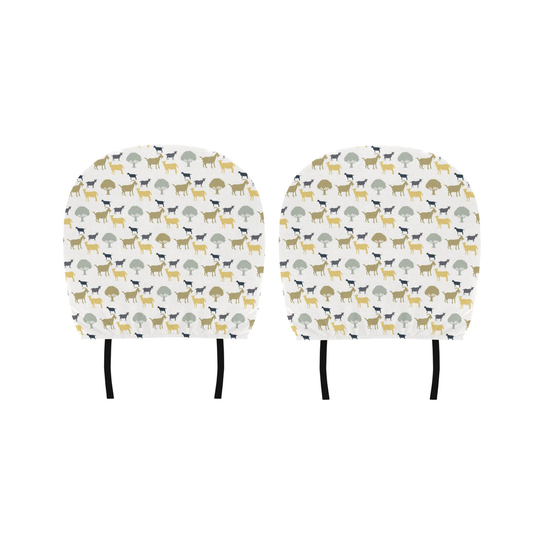 Silhouettes of goat and tree pattern Car Headrest Cover
