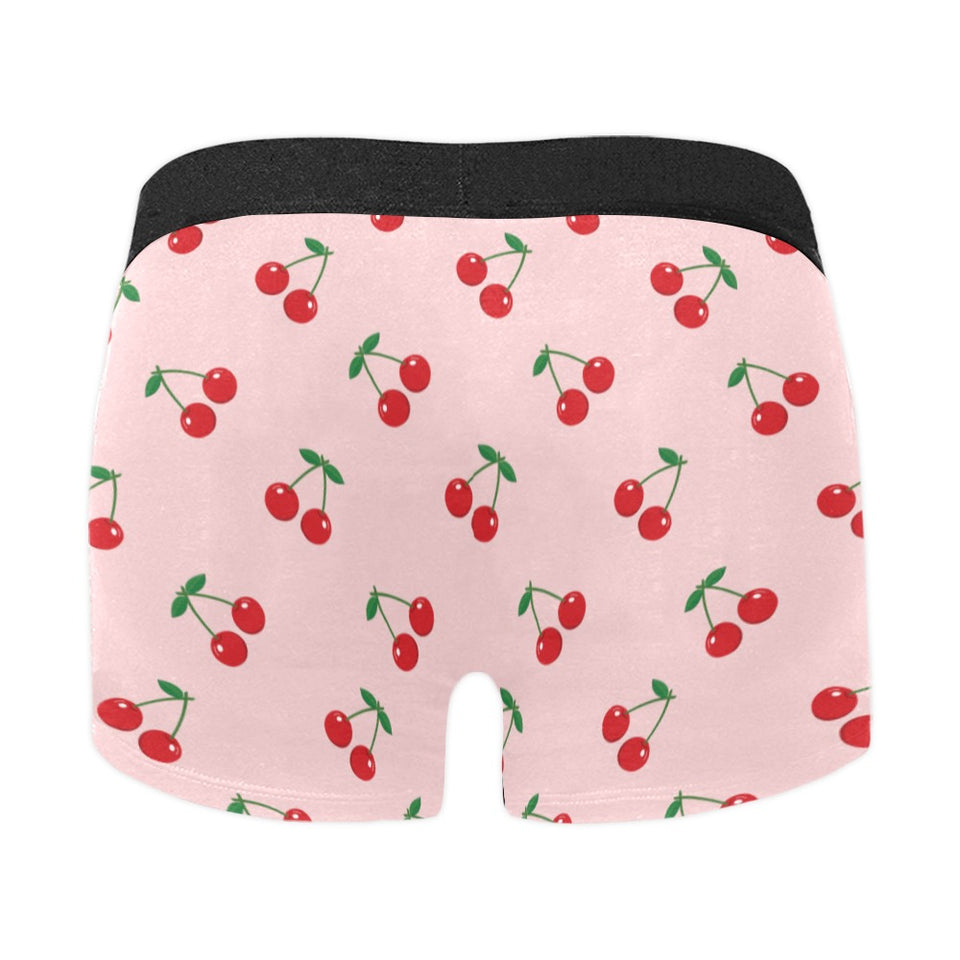 cherry pattern pink background Men's All Over Print Boxer Briefs Men's Underwear