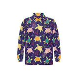 Colorful sea turtle pattern Men's Long Sleeve Polo Shirt
