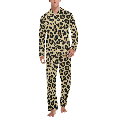 Leopard print design pattern Men's Long Pajama Set