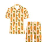 Carrot Pattern Print Design 04 Men's V-Neck Short Pajama Set
