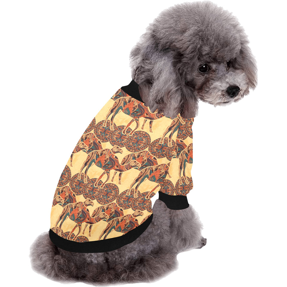 Camel polynesian tribal design pattern All Over Print Pet Dog Round Neck Fuzzy Shirt