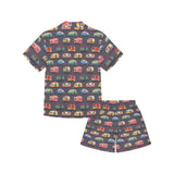 Camper Van Pattern Print Design 02 Kids' Boys' Girls' V-Neck Short Pajama Set