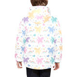 colorful unicorn rainbow heart pattern Kids' Boys' Girls' Padded Hooded Jacket