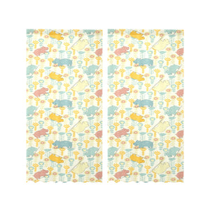 Hippopotamus Pattern Print Design 04 Gauze Curtain