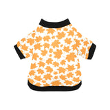 Orange Maple Leaf pattern All Over Print Pet Dog Round Neck Fuzzy Shirt